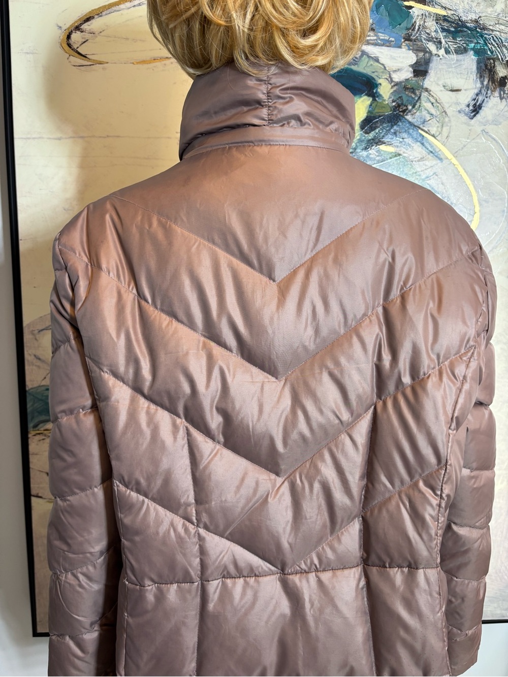 Long Quilted Puffer Coat in Light Taupe - Womens - Picture 8 of 15